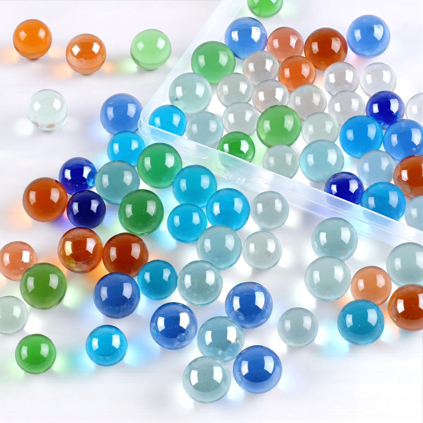 REGUICORP 80PCS Glass Marbles, 14mm & 16mm Sizes Marbles Bulk, Solid Round Marbles for Board Games, DIY Decorations and Home Furnishings, Party