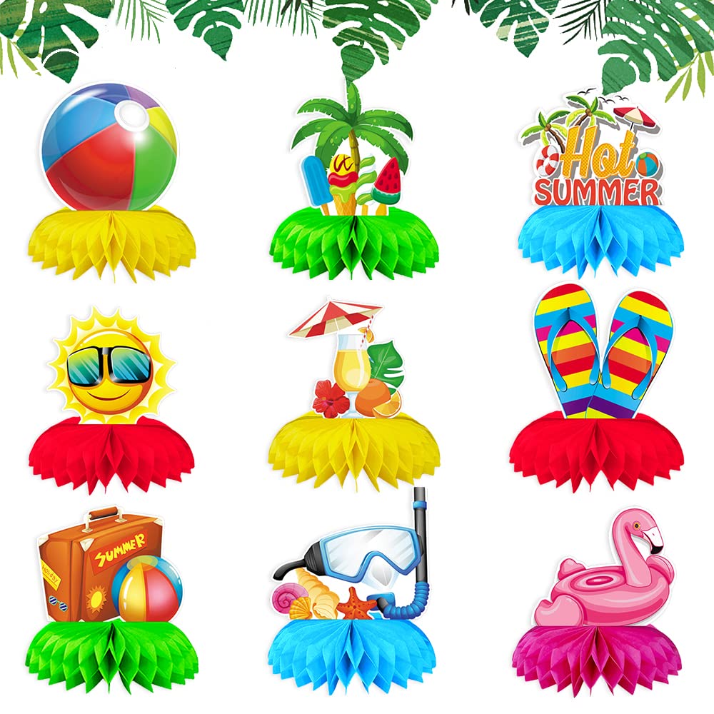 Summer Honeycomb Table Centerpiece for Hawaiian Luau Party Decorations, Beach Pool Honeycomb Centerpieces Watermelon Flamingo Hot Summer Honeycomb