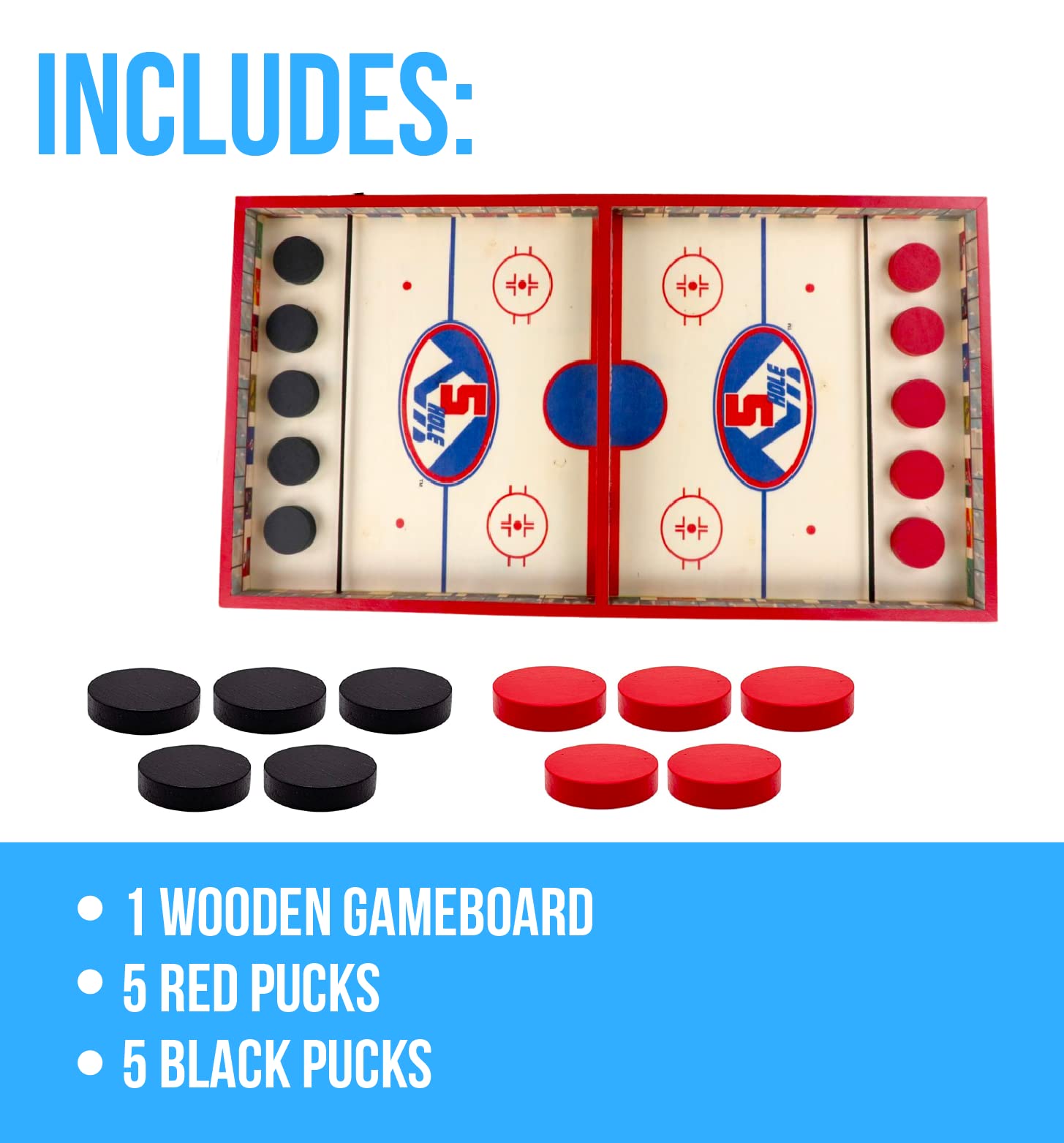 Regal Games - Jumbo 22" Sling Puck - Fun, Fast Family-Friendly Finger Hockey Puck Game - Includes 1 Gameboard, 5 Red Pucks, 5 Black Pucks - Ideal
