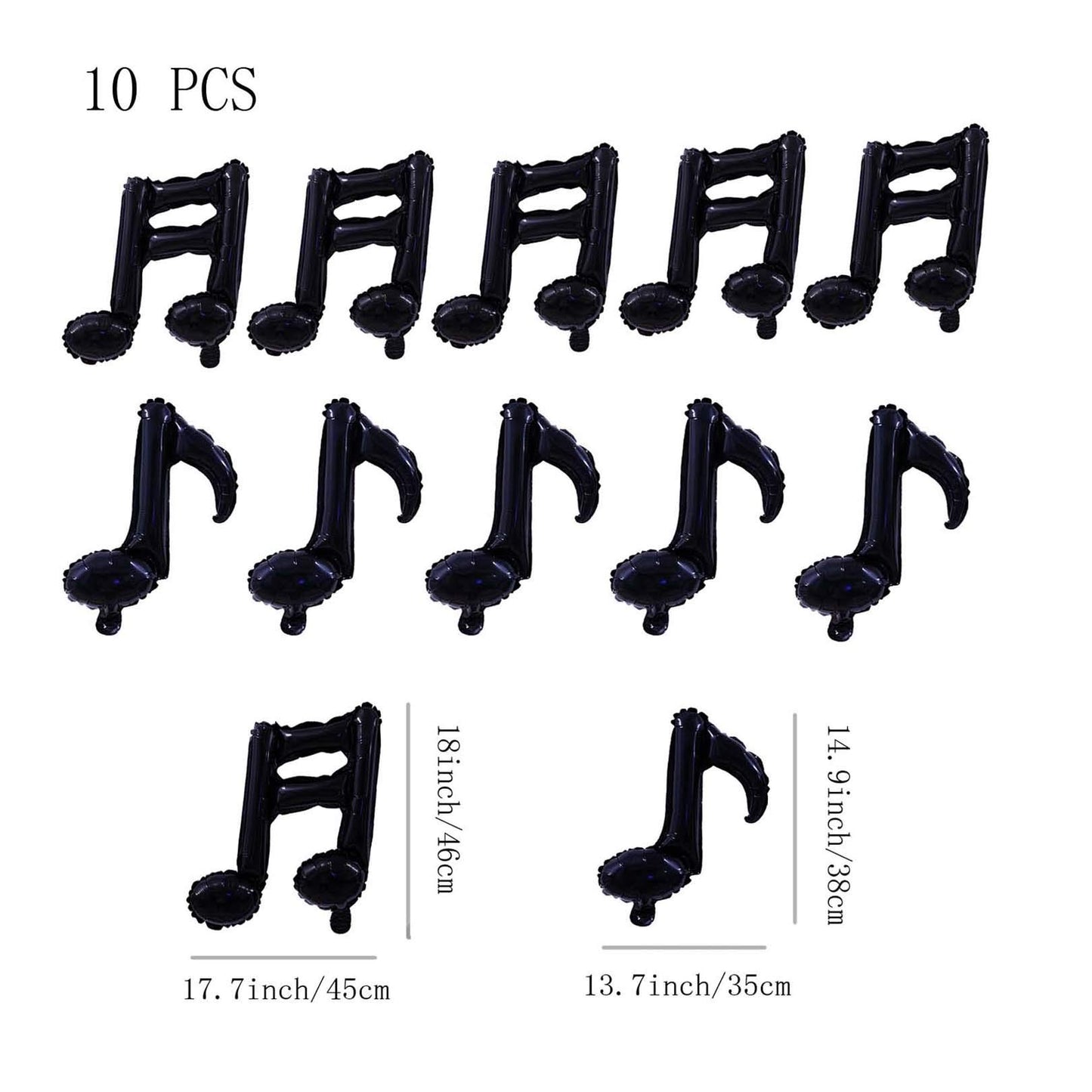 10 Pcs Music Note Black Balloon Mylar Balloons 17 Inch Happy Birthday Balloon Banner Music Balloons Use for birthday,birthday party,baby