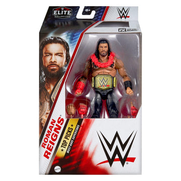 Mattel WWE Top Picks Elite Action Figure & Accessories Set, Roman Reigns 6-inch Collectible with Swappable Hands, Ring Gear & 25 Articulation Points
