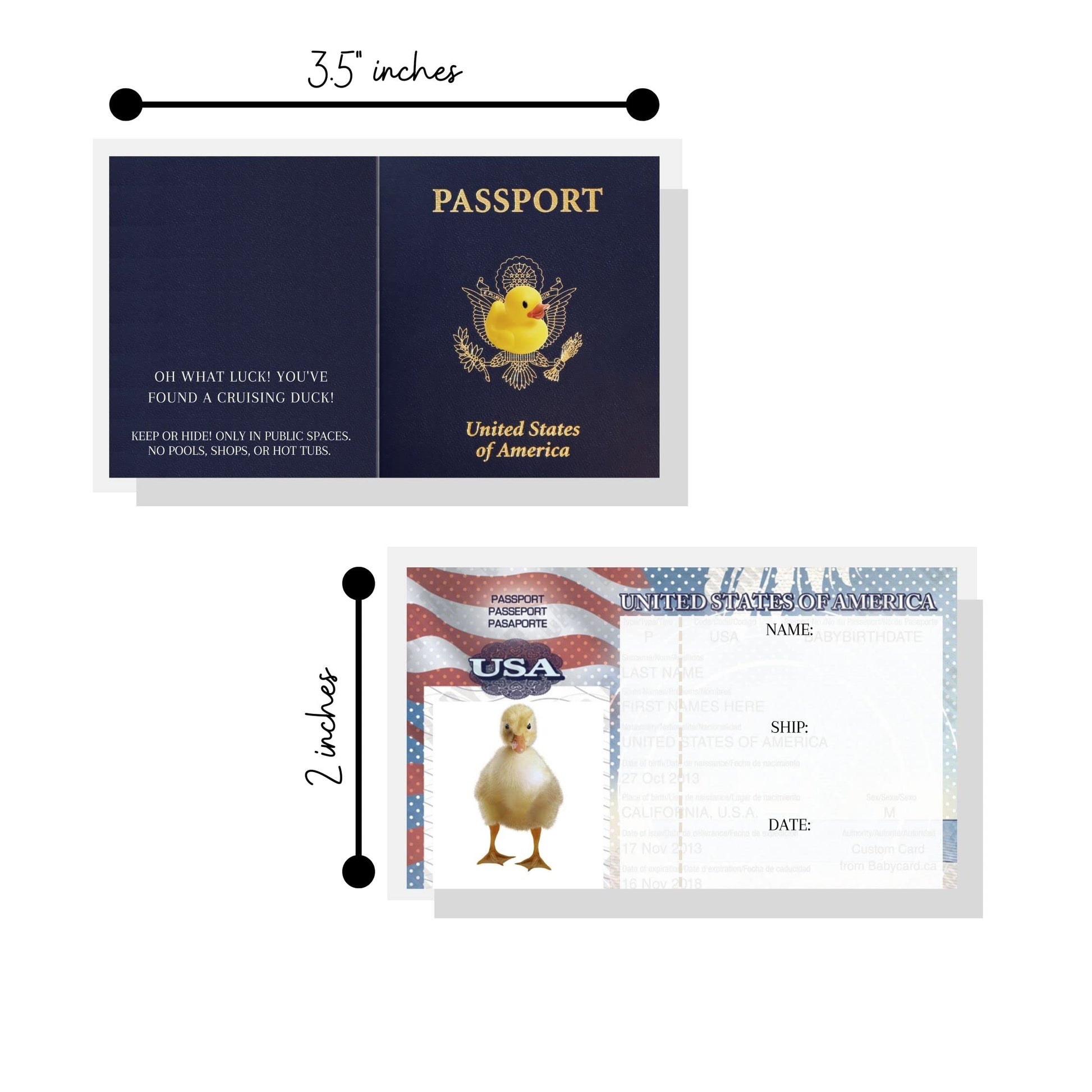 Passport Cruising Ducks Tag for Cruise Ship Game Attach to Rubber Sailing Duck | 50 pk | Mini 2 x 1.75” Hole Punch & Fold DIY Cruise Line Carnival