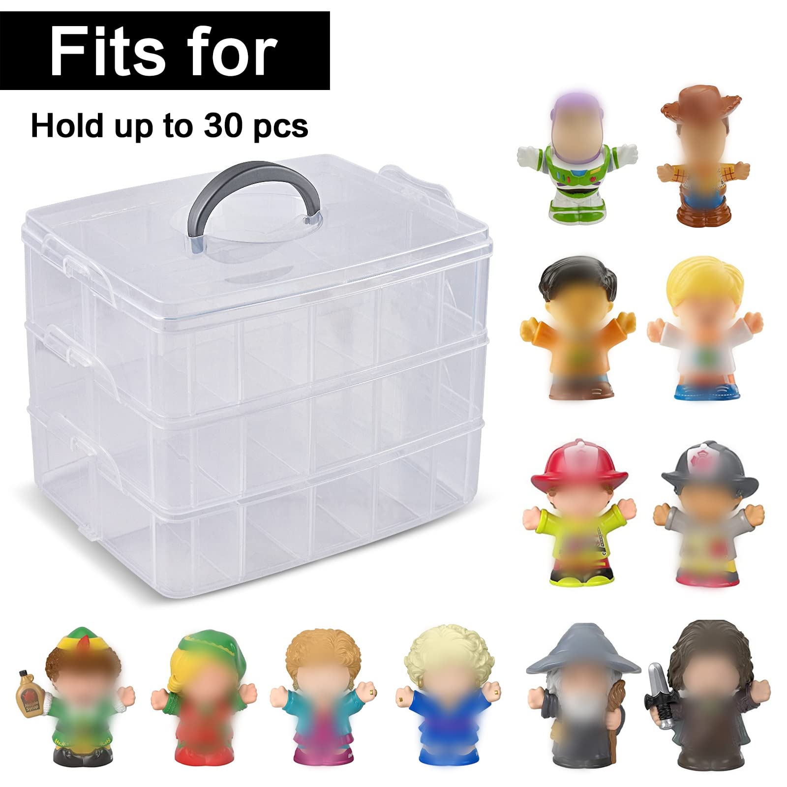Xuerdon Case Compatible with Fisher-Price for Little People Collector Figures, Toy Storage Organizer Holder for Disney Frozen for Elsa & Friends/for
