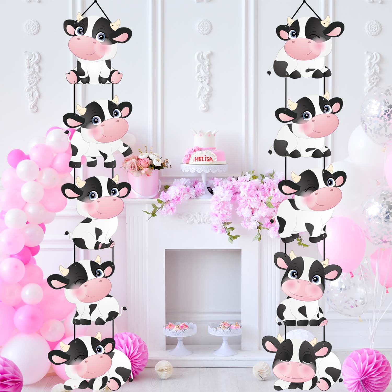 Cow Print Birthday Party Decorations Banner, Farm Animal Cow Print Party Supplies, Indoor Home Wall Outdoor Banner Backdrop Porch Sign for Kids Boys