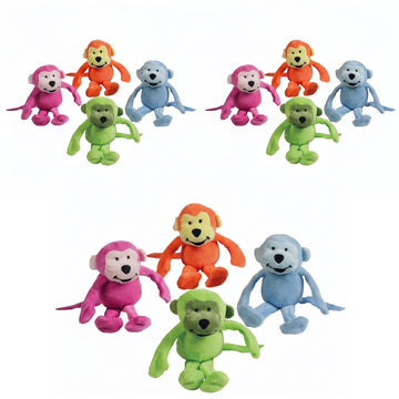 Fun Express Fuzzy Bright Neon Stuffed Happy Monkeys, 5 1/2", 12 Pc.
