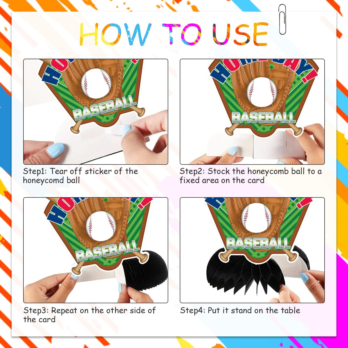 8Pcs Baseball Theme Honeycomb Centerpieces Table Topper Soccer Birthday Party Decorations Baseball Party Favor for Boy