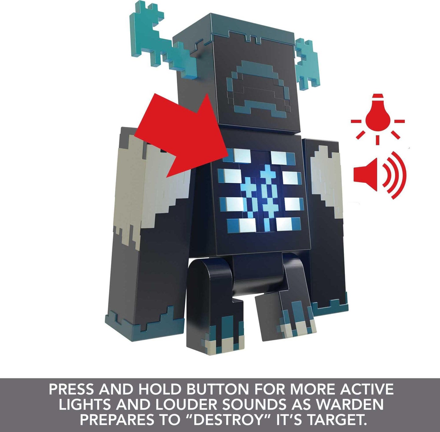 Mattel Minecraft Toys Warden Action Figure with Lights, Sounds and Accessories, Gift for Kids (Amazon Exclusive)