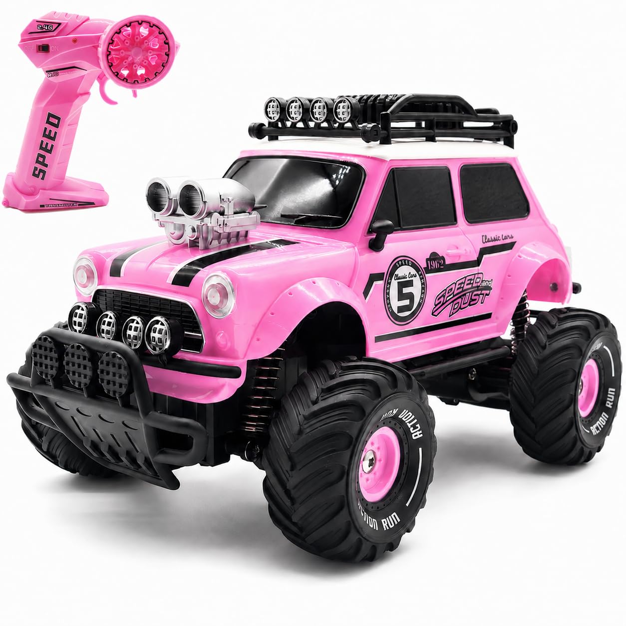 10Leccion Pink RC Monster Truck for Girls Ages 3-8