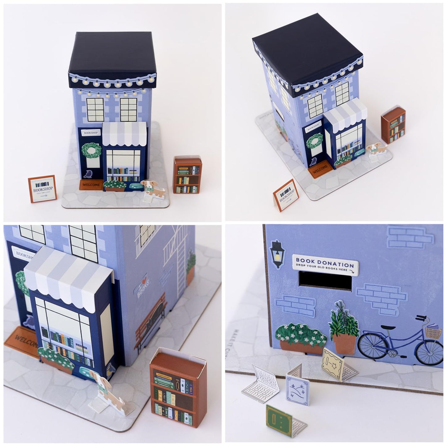 Make It Cute Tiny Bookshop Craft Kit for Kids - Miniature Bookshop Building Kit for Creative Kids