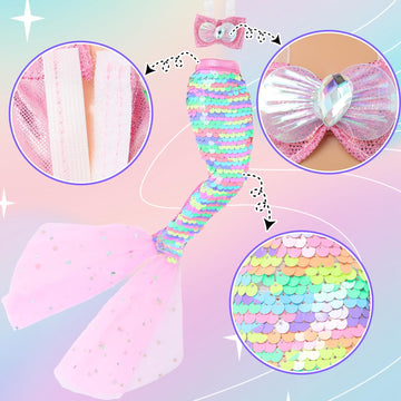 BLIJOLA Doll Clothes 5 Sets Sequins Dresses for 11.5 inch Girl Doll Including 2 Mermaid Clothes Swimwear 1 Evening Dress 2 Casual Dresses Party