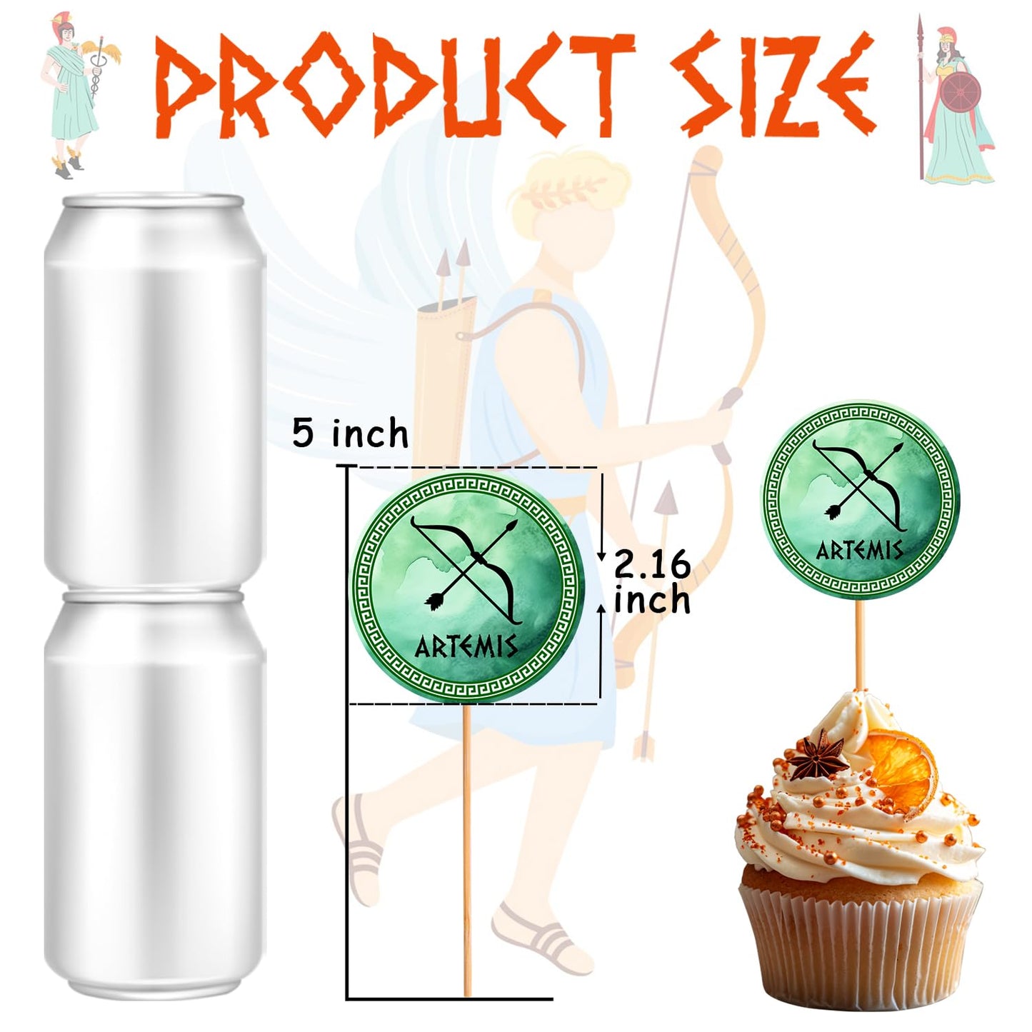 48pcs Greek Mythology Cupcake Toppers, Htabiol Olympians God Cupcake Toppers, Greek Mythology Party Cake Decorations, Suit for Percy Jackson Birthday