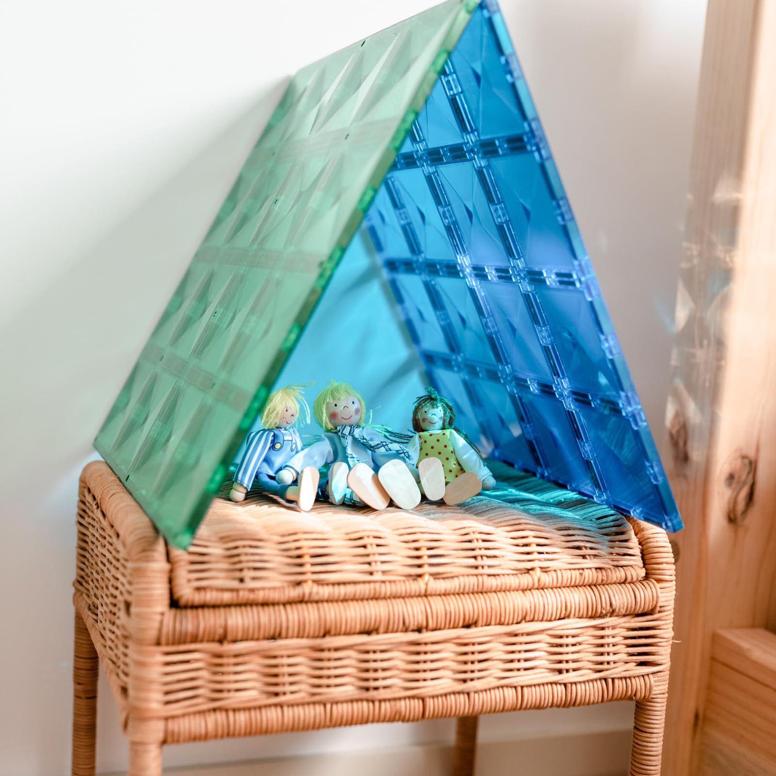 CONNETIX Magnetic Tiles Rainbow Blue & Green Base Plate Pack, 2 Pieces
