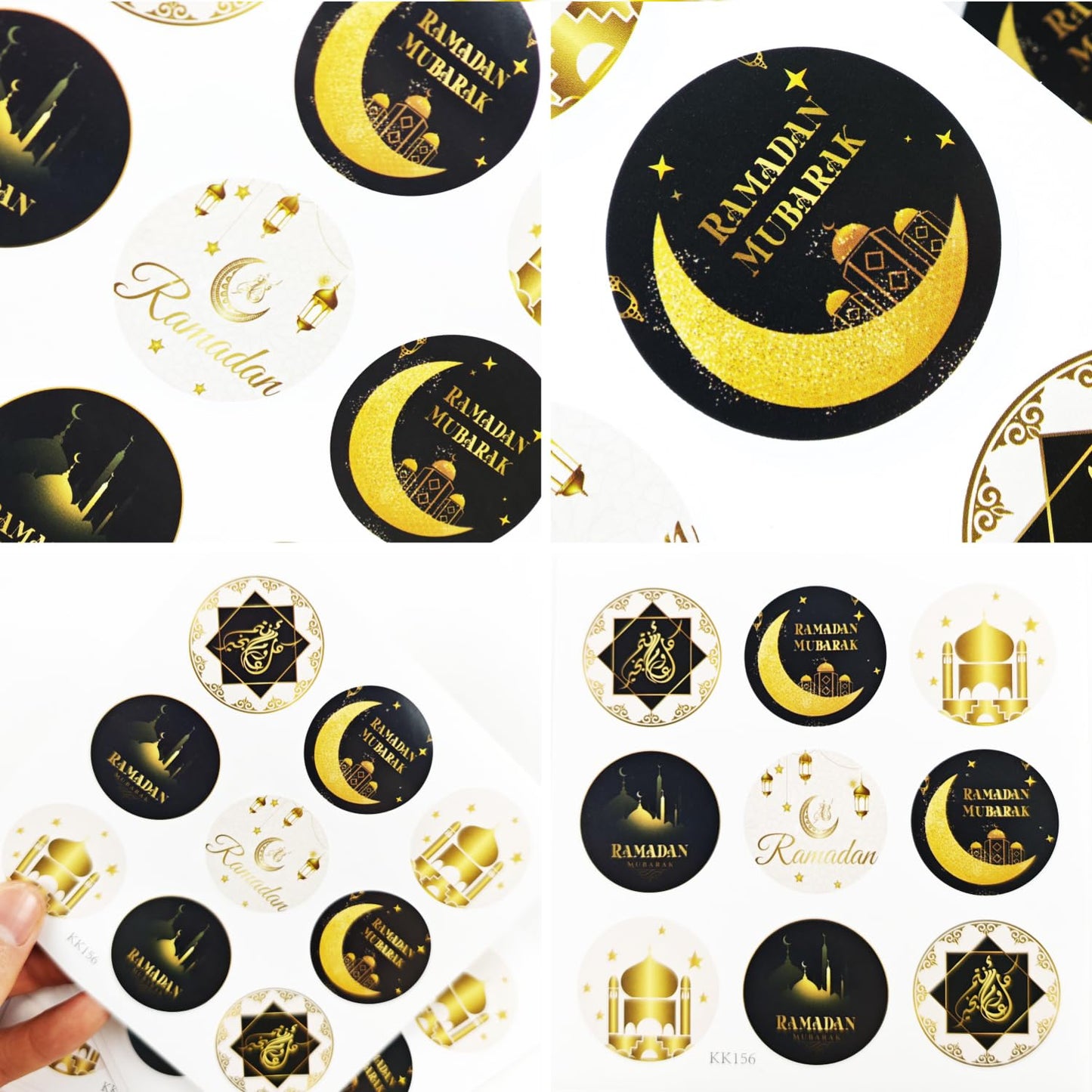 KYMY 180pcs Ramadan Stickers, Ramadan Eid Mubarak Circle Stickers, Islamic Muslim Ramadan Kareem Party Decorations, Round Ramadan Mubarak Sticker