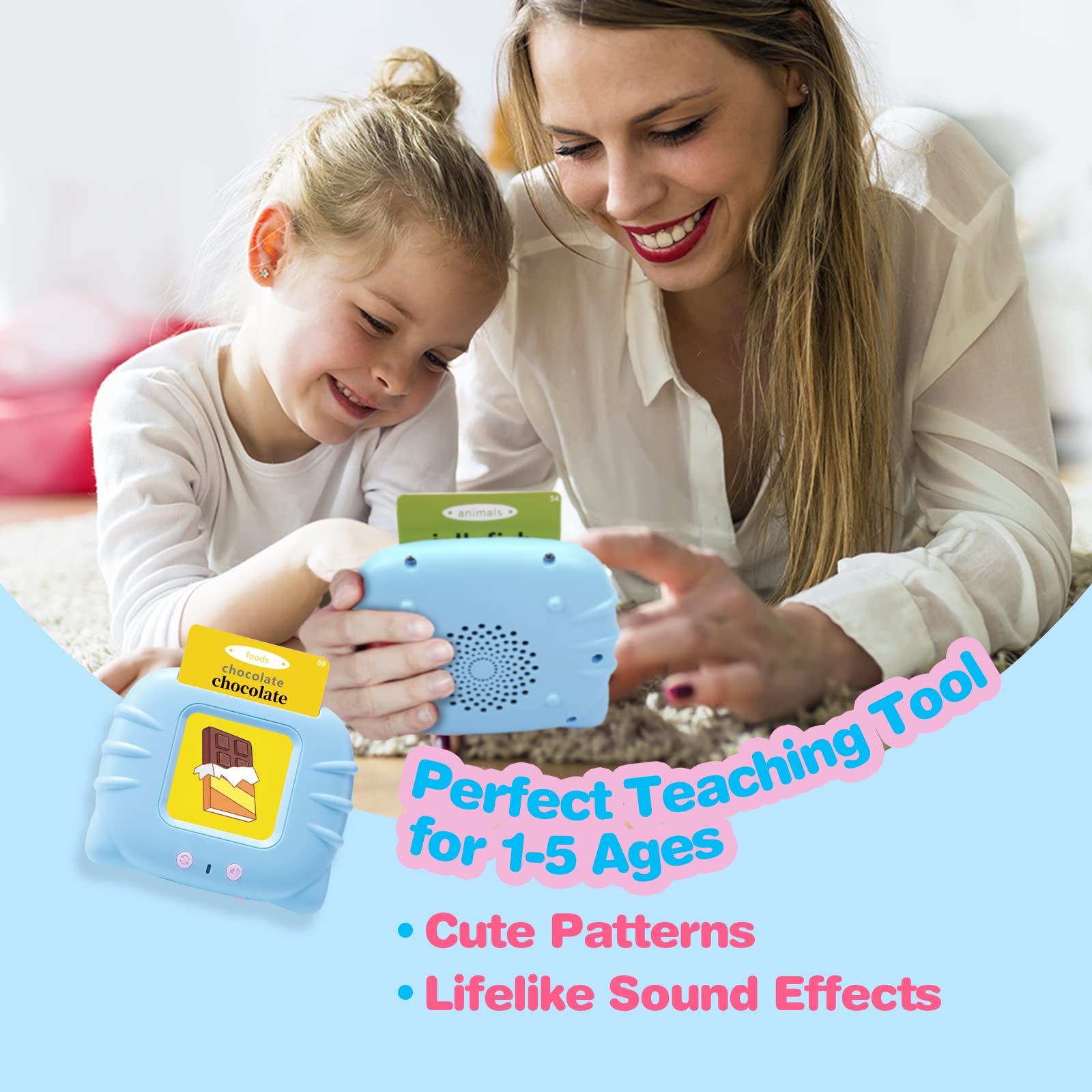TimingSXD Spanish Flash Cards for Kids,Bilingual Flash Cards for Toddler/Beginning - ABC,Numbers,Colors,Shapes,Español/English Talking