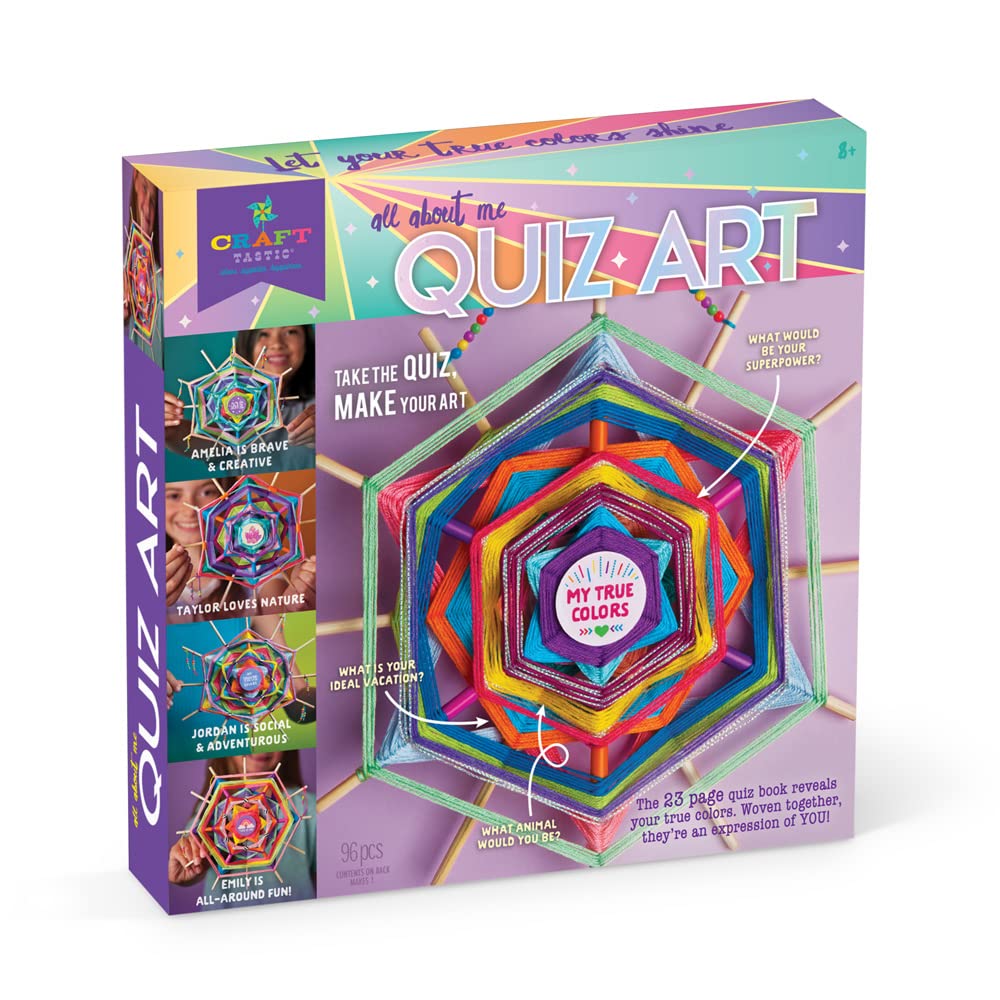Craft-tastic - All About Me Quiz Art - Craft Kit - Answer Fun Questions to Make a Personalized Piece of Art - Ages 8+