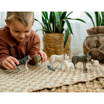 ZAGA Toys Wolf Bundle | 8-Piece Arctic, Grey & Black Wolf Figurines | Lifelike Wildlife Playset for Enthusiats & Collectors | Seasonal Animal Display