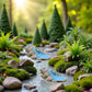 2Pcs Blue DIY Miniature Mini Water Pool Fairy Garden Lawn Ornament for Mountain Dollhouse Decor Craft Outdoor Statues Antique European Village
