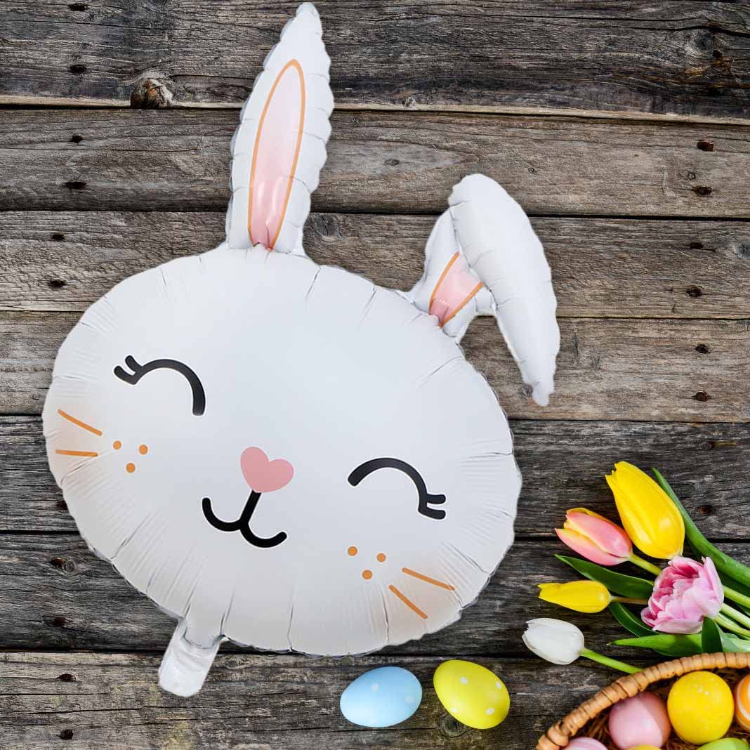 HADCKJA Bunny Balloons Easter Balloons Rabbit Head Foil Balloon for Easter Themed Party Bunny Birthday Supplies Decorations Party Sets-5 PCS