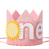 YOUAME Bohemian First Birthday Crown - Girl's 1st Trip Around the Sun Outfit, Sun Party Decorations (Pink)