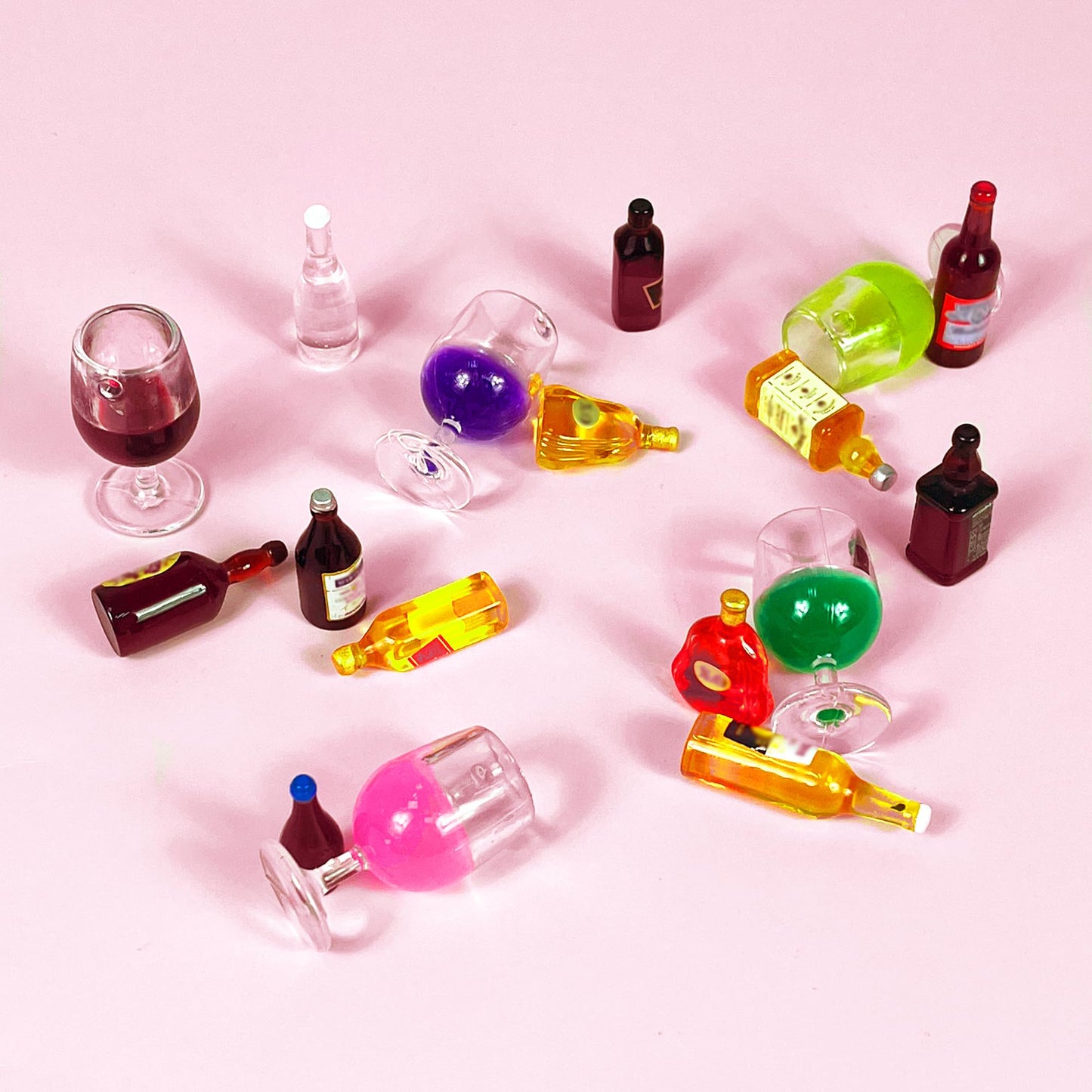 Mini Wine Bottles Cake Toppers With 12 Mini Wine Bottles 5 Mini Wine Glasses 1 Toilet 1 Beauty Doll 1 21st Birthday Cake Topper for Celebrating