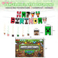 Pixel Game-Happy Birthday Banner- Includes Birthday Banner & Backdrop & Spiral Hanging supplies, Pixel party supplies Kit, Ideal for Game Theme