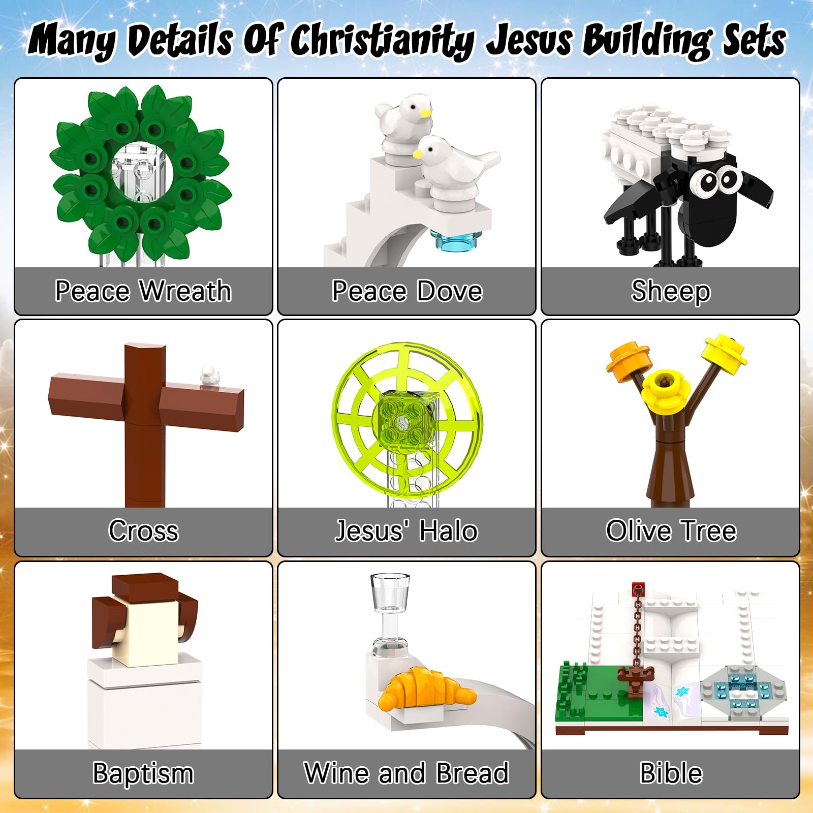 Tenhorses Jesus Building Block Sets, Little Jesus Christ Toy Figures Christianity Decor, Easter Christmas Christian Gifts for Women Men Kids Age