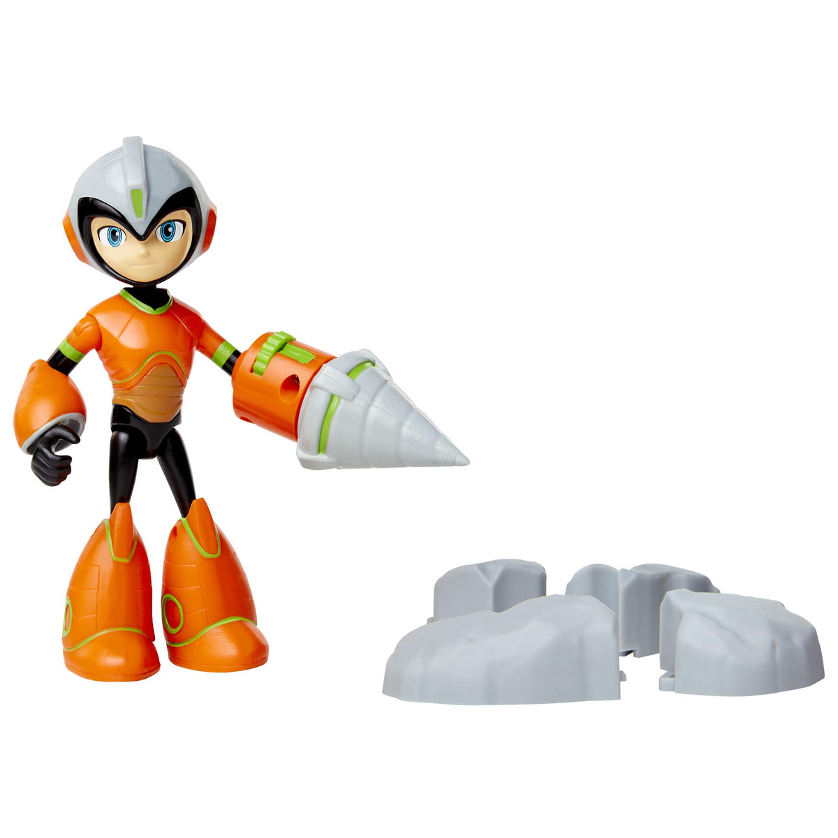 Megaman Fully Charged - Deluxe Drill Man Schematics Articulated Action Figure with Spinning Drill and Break-Apart Boulder Accessory! Based on the new