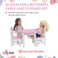 Emily Rose 18 Inch Doll Dining Table & 2 Chair Kitchen Set - Pink Butterfly