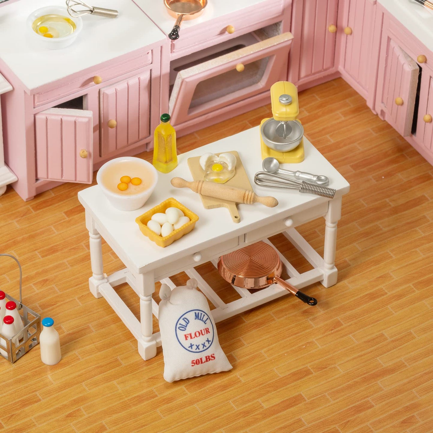SAMCAMI Miniature Dollhouse Accessories - Dollhouse Furniture 1 12 Scale - Mini Stuff for Dollhouse Kitchen - Stand Mixer, Kitchen Scale, Flour