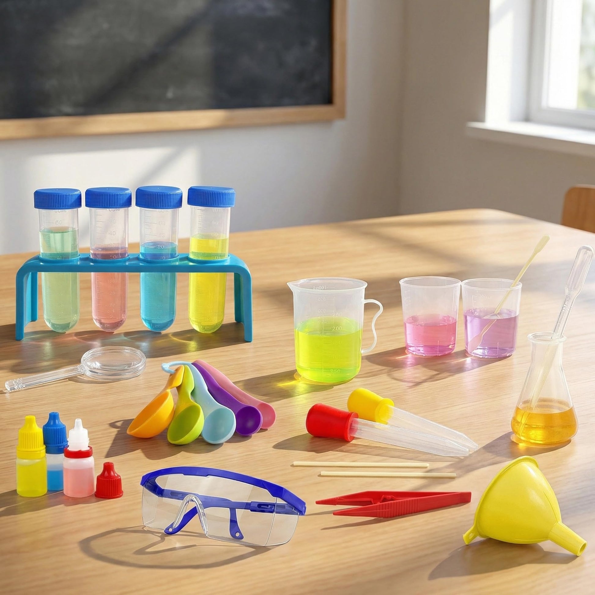 33PCS Plastic Lab Science Experiments Beakers Test Tubes Set
