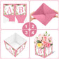 Jremreo 6 Pack 7x7x7 Inches Pink Floral Baby Shower Centerpiece Boxes with 'BABY' Letters, Perfect for Girl Baby Shower, Gender Reveal Party Favors