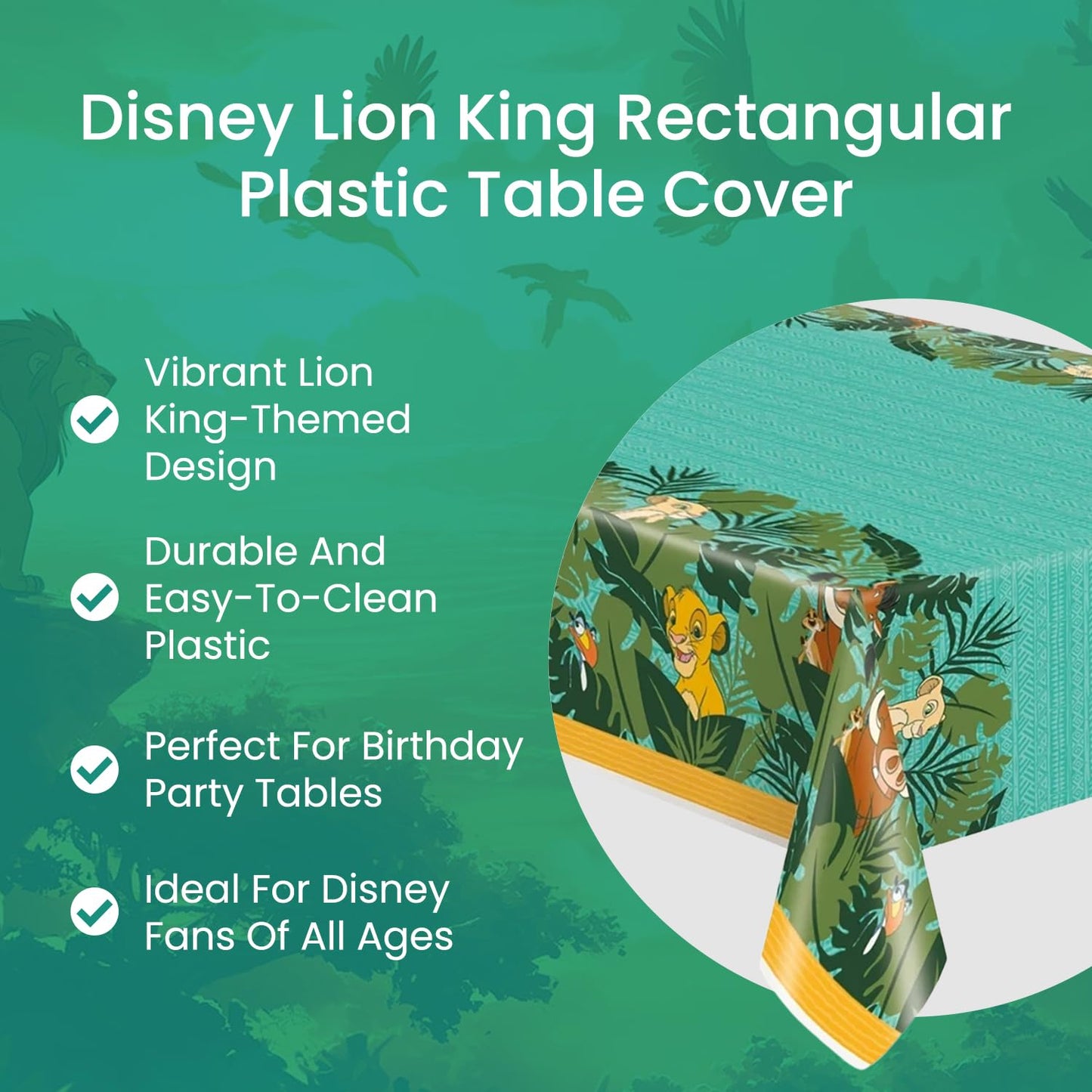 Disney Lion King Rectangular Plastic Table Cover 54" x 84" 1 Pc