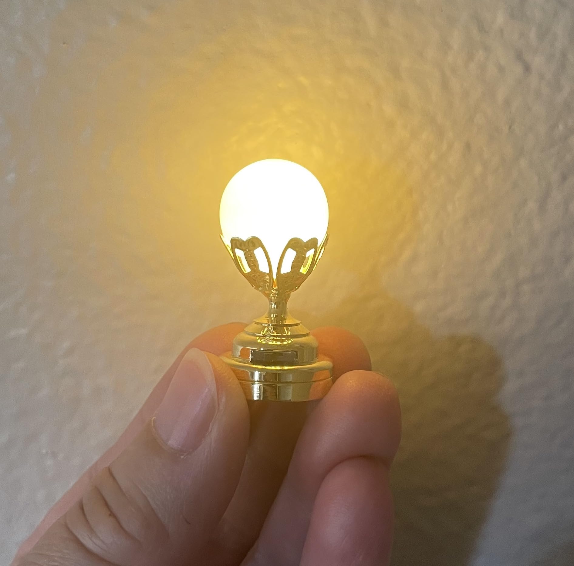 Miniature Globe Light Ceiling Lamp, 1:12 Scale Dollhouse Accessory, Gold Finish, 1 inch High