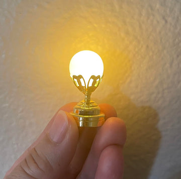 Miniature Globe Light Ceiling Lamp, 1:12 Scale Dollhouse Accessory, Gold Finish, 1 inch High
