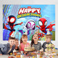Spider and His Friends Birthday Decorations,Spider and His Friends Happy Birthday Banner Backdrop for Kids Birthday Party Supplies (5x3ft)