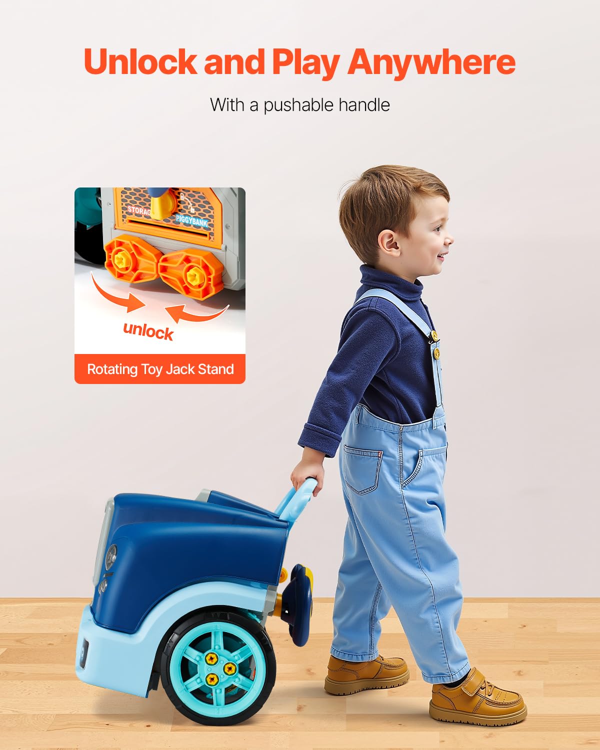 VEVOR Engine Toy, 60 Pieces, Kids Mechanic Car Repair Set with Removable Parts, Lights and Sounds, Steering Wheel and Horn, Kids Mechanic Workshop Set