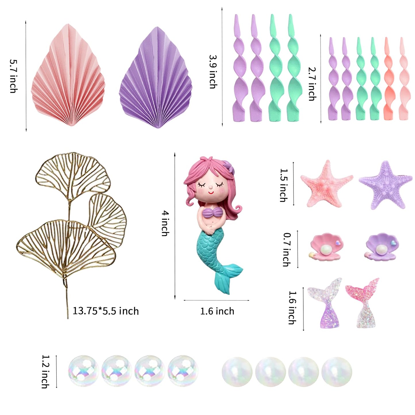 Mermaid Cake Toppers Under the Sea Mermaid Tail Cake Decorations for Birthday Baby Shower Party Supplies (Style 2)