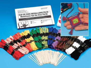 S&S Worldwide Ojo De Dios Medallions Craft Kit, 3-1/2" Size, Pack of 36