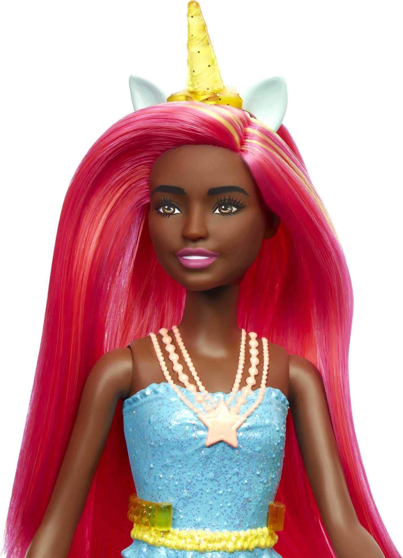 Barbie Dreamtopia Unicorn Fashion Doll with Pink & Yellow Hair & Removable Skirt & Accessories Including Unicorn Headband & Tail