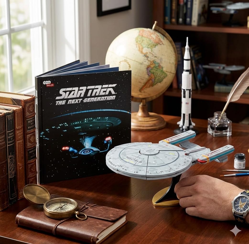 Star Trek The Next Generation Enterprise 3D Wood Puzzle Model Kit (50 Pcs) Officially Licensed NCC-1701-D Starship Replica - No Glue DIY Set