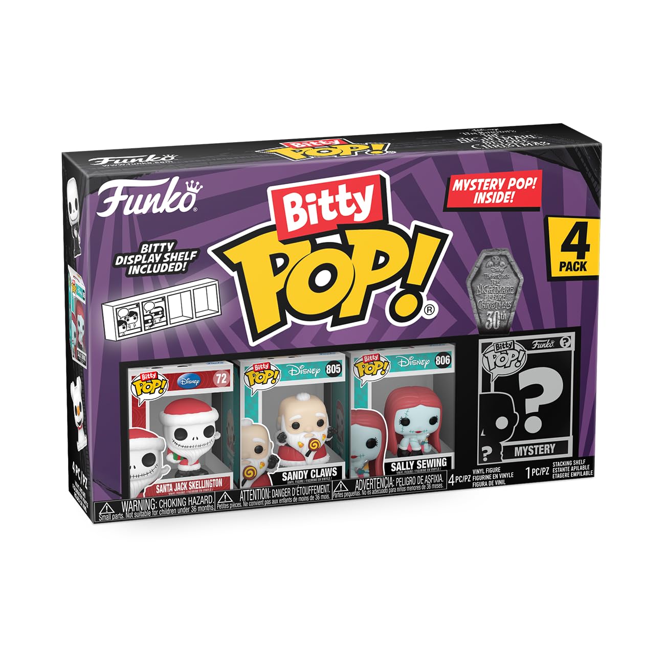 Funko Bitty Pop the Nightmare Before Christmas - Santa Jack, Sandy Claws, Vampire Teddy with Duck and A Surprise Mystery Mini Figure - 0.9 Inch (2.2
