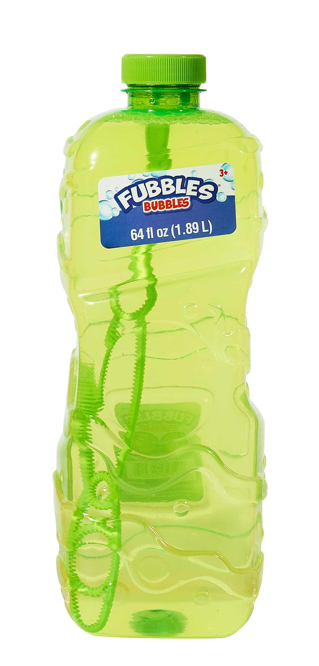 Little Kids Bubbles by Fubbles 64oz Non Toxic Bubble Solution | Refill Solution for Bubble Machines and Bubble Toys | Bubble Wand Included, Colors May