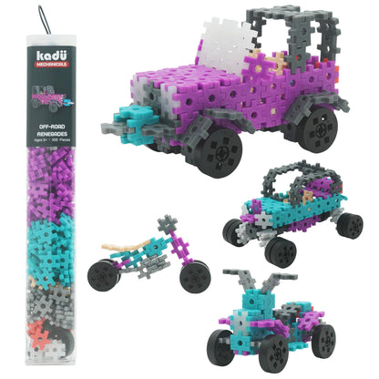 Mechanicals - Off-Road Renegades Purple - 300 Pieces STEM/STEAM Interlocking Connecting Building + Construction Toy, for Open + Imaginative Play Kids