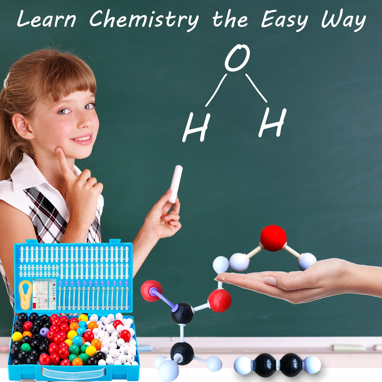EXBEPE Organic Chemistry Molecular Model Kit 206pc Middle,High School Supplies, Educational Science Set Gift for Student to Learn Structure