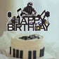 Dj Disco Happy Birthday Cake Topper Music Rock Disco Hip Hop Black Glitter Cake Decoration Carnival party Dj Disco Unisex adult Theme Birthday Party