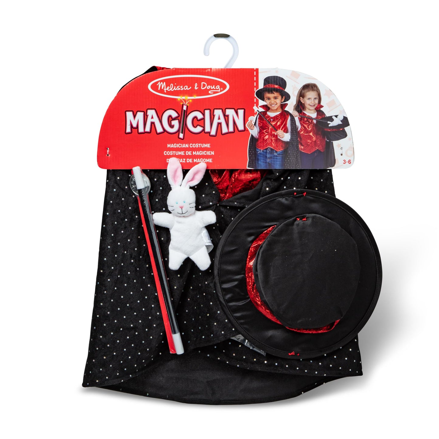 Melissa & Doug Magician Role Play Costume Set - Includes Hat, Cape, Wand, Magic Tricks