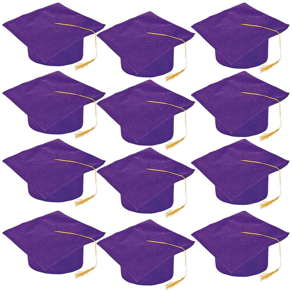 Fun Express Purple Felt Graduation Caps for Graduation - 12 Pieces