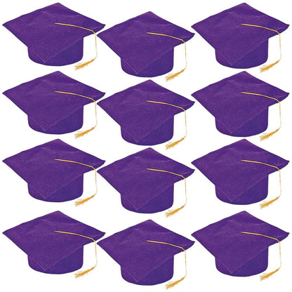 Fun Express Purple Felt Graduation Caps for Graduation - 12 Pieces