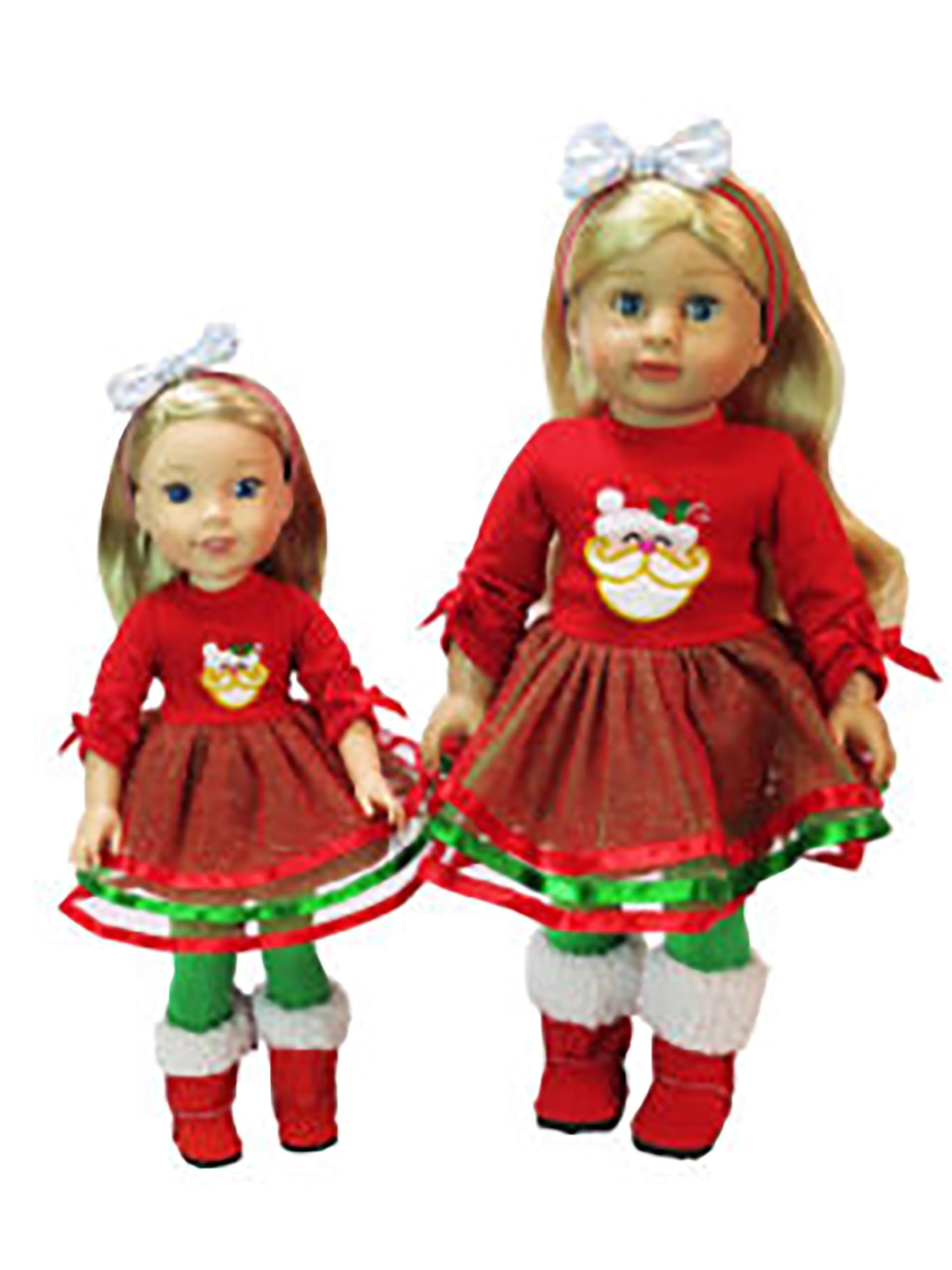 Red and Green Santa Dress for 14-Inch Dolls | Premium Quality & Trendy Design | Dolls Clothes