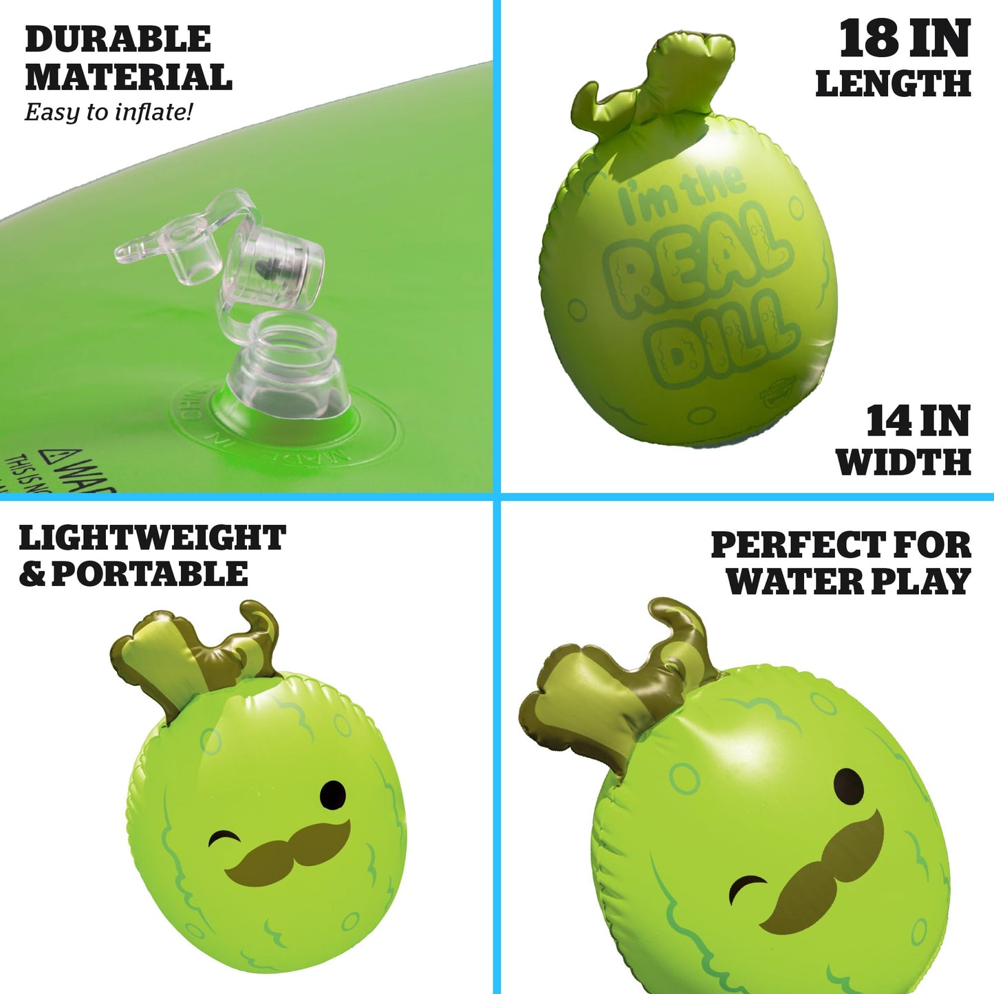 BigMouth Inc Squishmallows Charles the Pickle Beach Bobber Inflatable Pool Float, Character Water Toy for Kids Teens Adults, Lightweight Easy Inflate